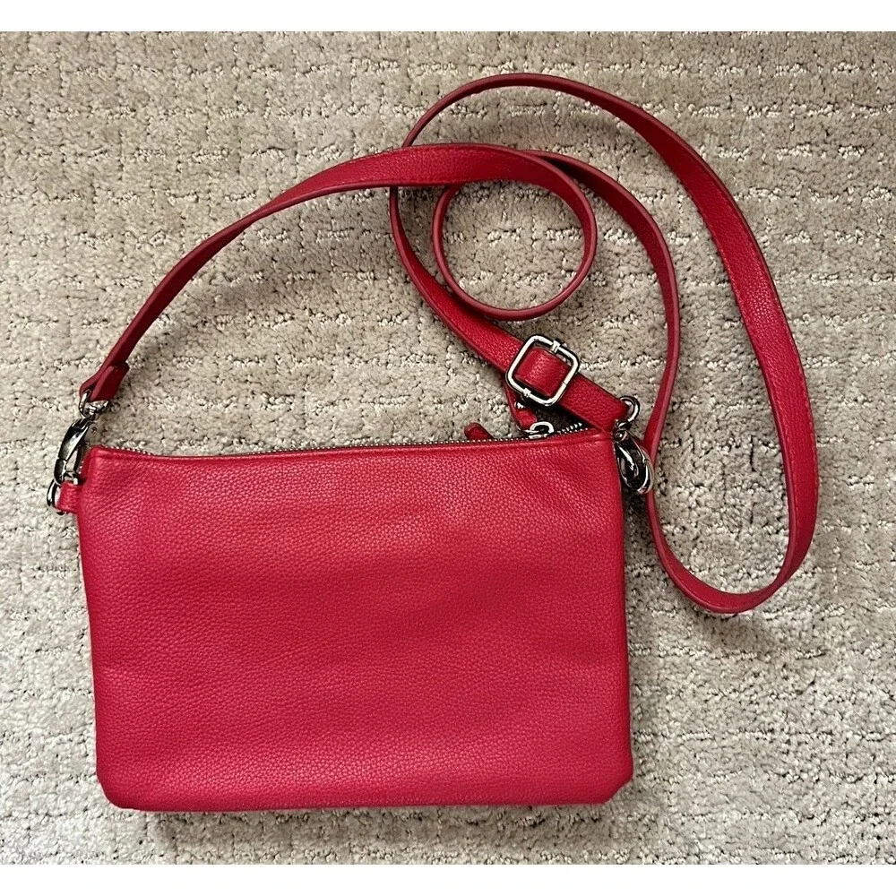 Tyler Rodan Women's Crossbody Red Handbag 3 Sections Zippers Removable Strap